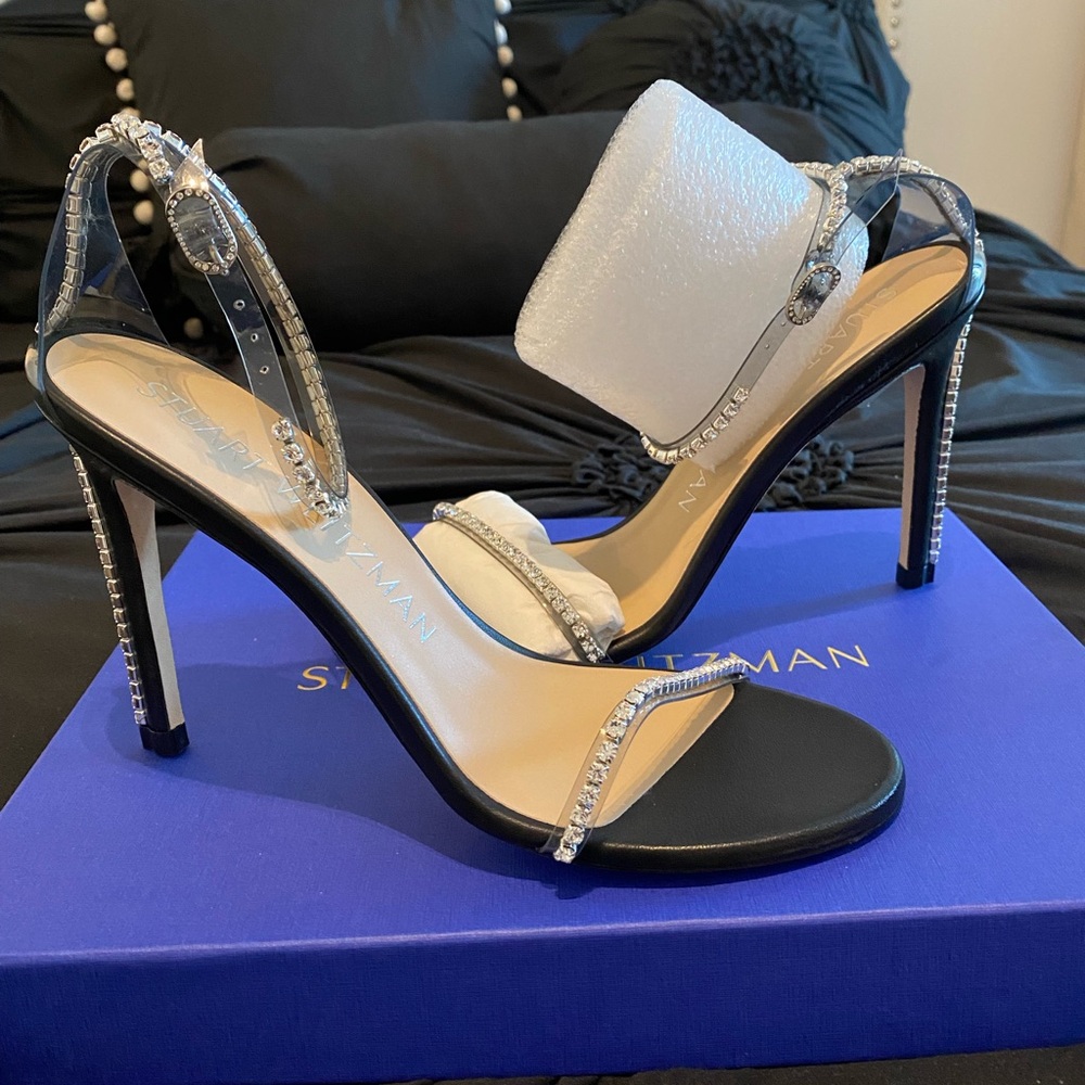 Stuart Weitzman Black Stilettos with Rhinestones
